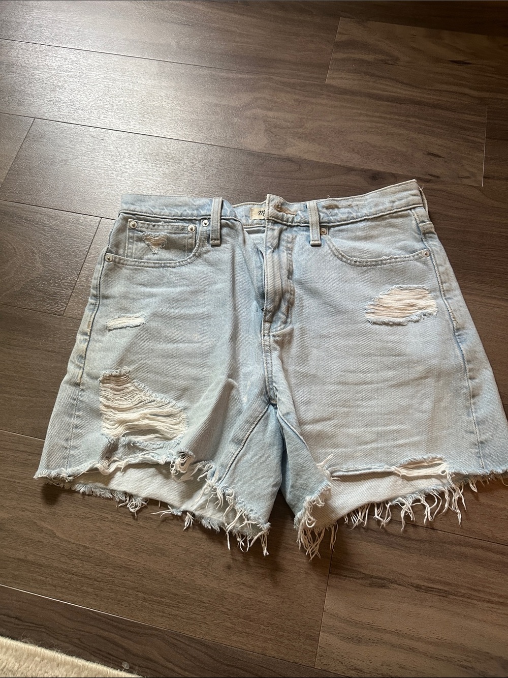 Madewell Light Blue Distressed Denim Shorts